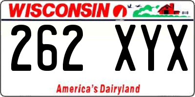 WI license plate 262XYX