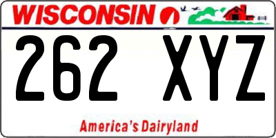 WI license plate 262XYZ