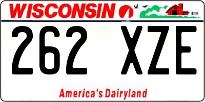 WI license plate 262XZE