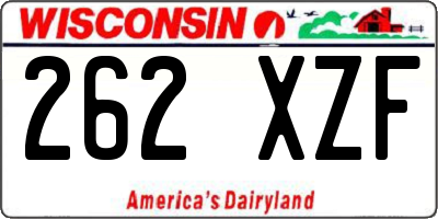 WI license plate 262XZF