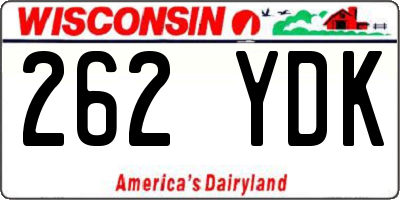 WI license plate 262YDK