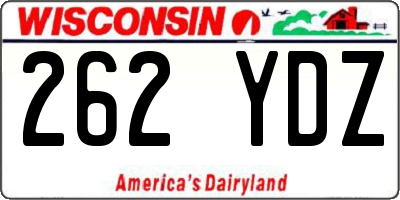 WI license plate 262YDZ