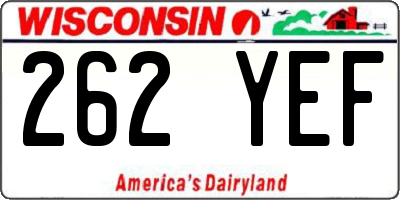 WI license plate 262YEF