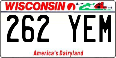 WI license plate 262YEM