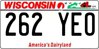 WI license plate 262YEO