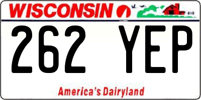 WI license plate 262YEP
