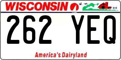 WI license plate 262YEQ
