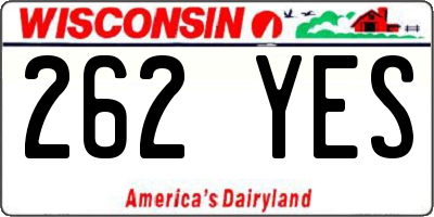 WI license plate 262YES