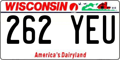 WI license plate 262YEU