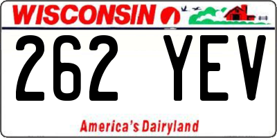 WI license plate 262YEV