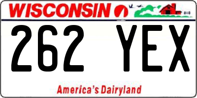 WI license plate 262YEX