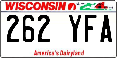 WI license plate 262YFA