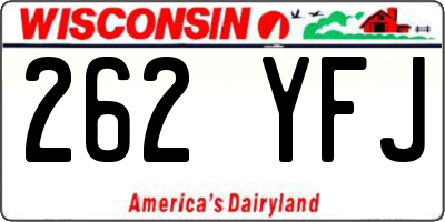 WI license plate 262YFJ
