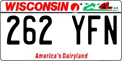 WI license plate 262YFN