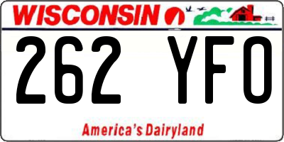 WI license plate 262YFO