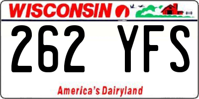 WI license plate 262YFS