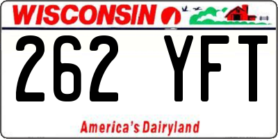 WI license plate 262YFT