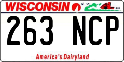 WI license plate 263NCP