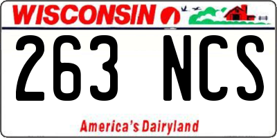WI license plate 263NCS