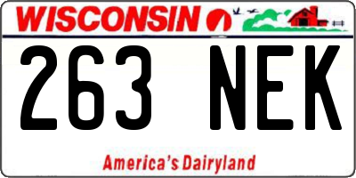 WI license plate 263NEK
