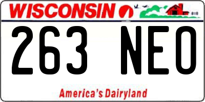 WI license plate 263NEO