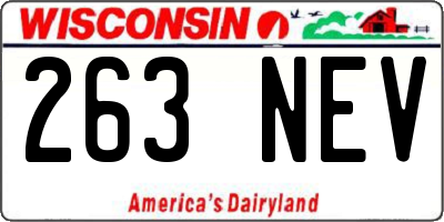 WI license plate 263NEV