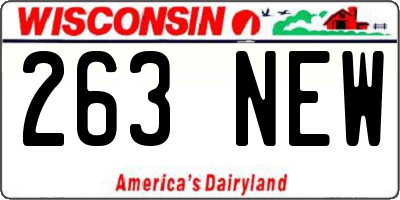 WI license plate 263NEW