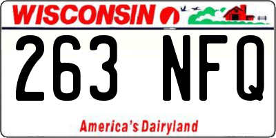 WI license plate 263NFQ