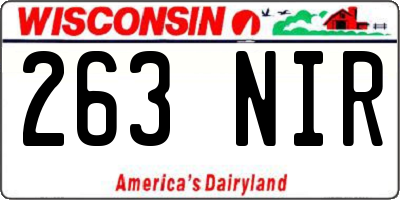 WI license plate 263NIR