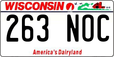 WI license plate 263NOC