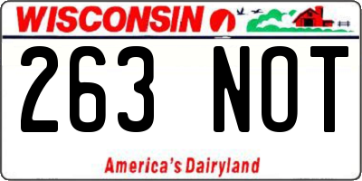 WI license plate 263NOT