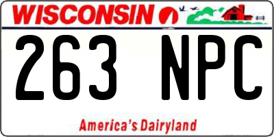 WI license plate 263NPC