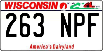 WI license plate 263NPF