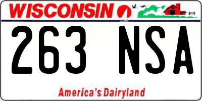 WI license plate 263NSA