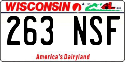 WI license plate 263NSF