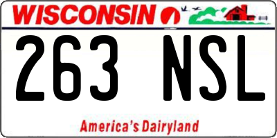 WI license plate 263NSL
