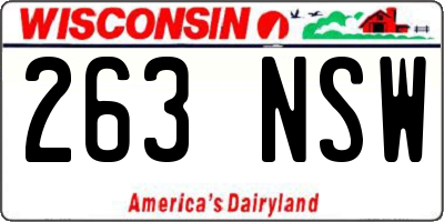WI license plate 263NSW
