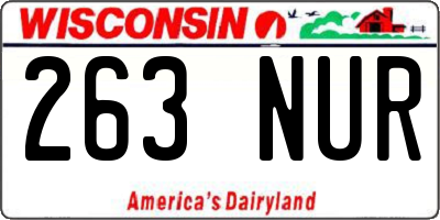WI license plate 263NUR