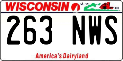 WI license plate 263NWS