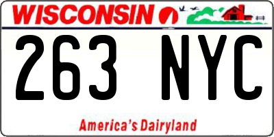 WI license plate 263NYC