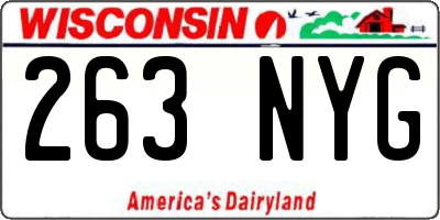 WI license plate 263NYG