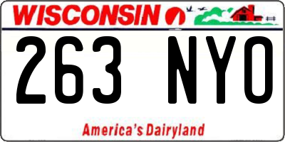 WI license plate 263NYO