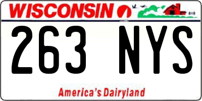 WI license plate 263NYS
