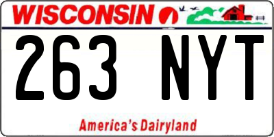 WI license plate 263NYT