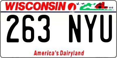 WI license plate 263NYU