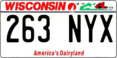 WI license plate 263NYX