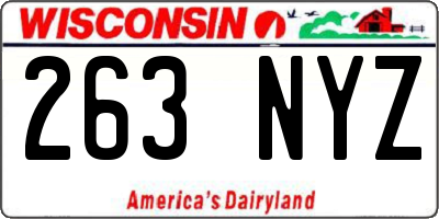 WI license plate 263NYZ
