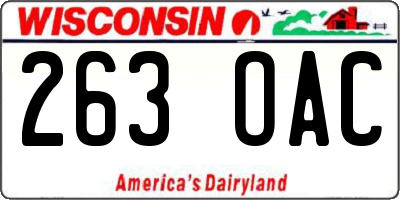 WI license plate 263OAC