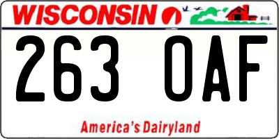 WI license plate 263OAF