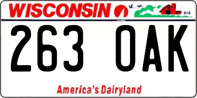 WI license plate 263OAK